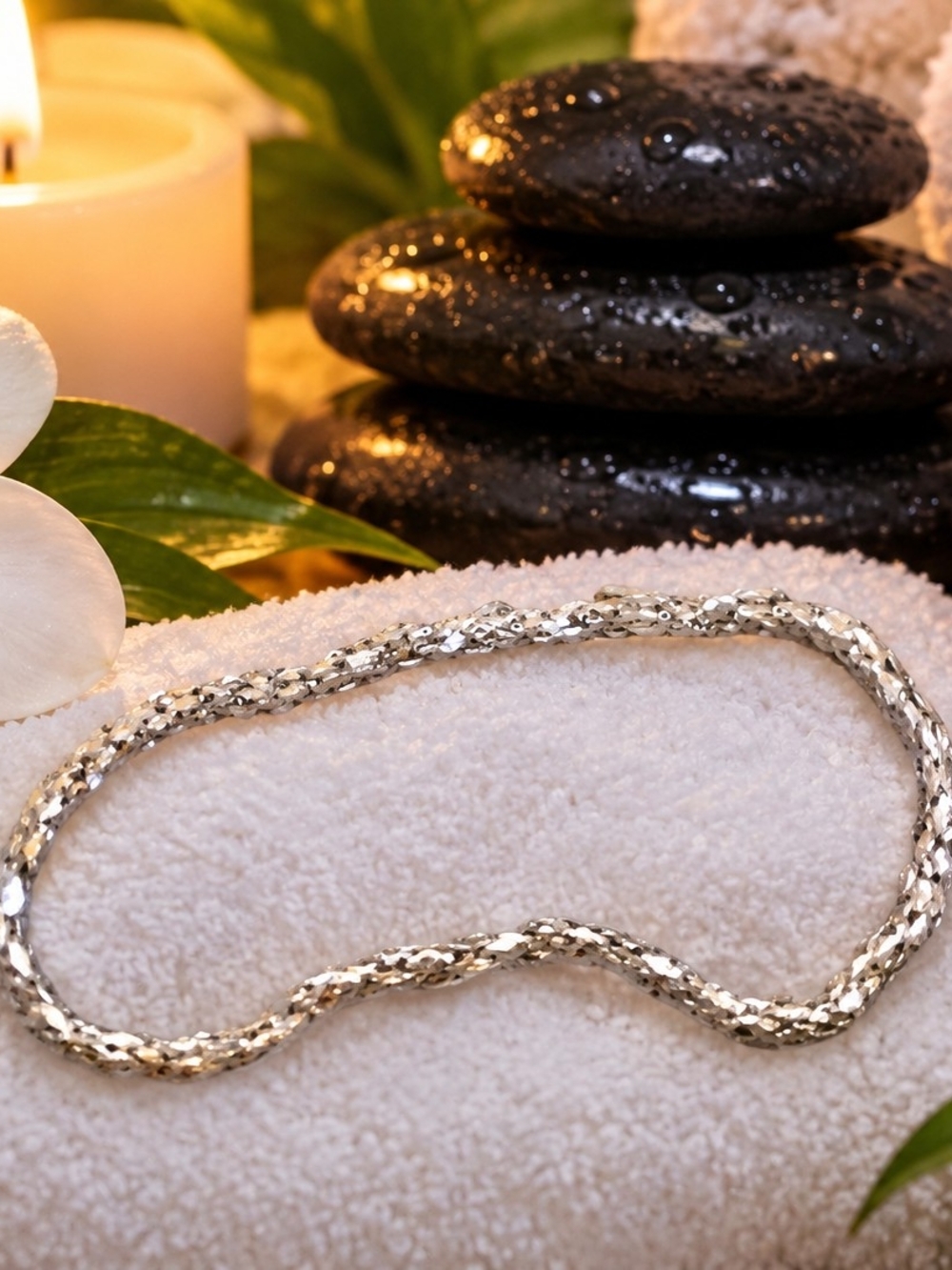 Silver-Tone Faceted Rope Bracelet - Women Jewelry